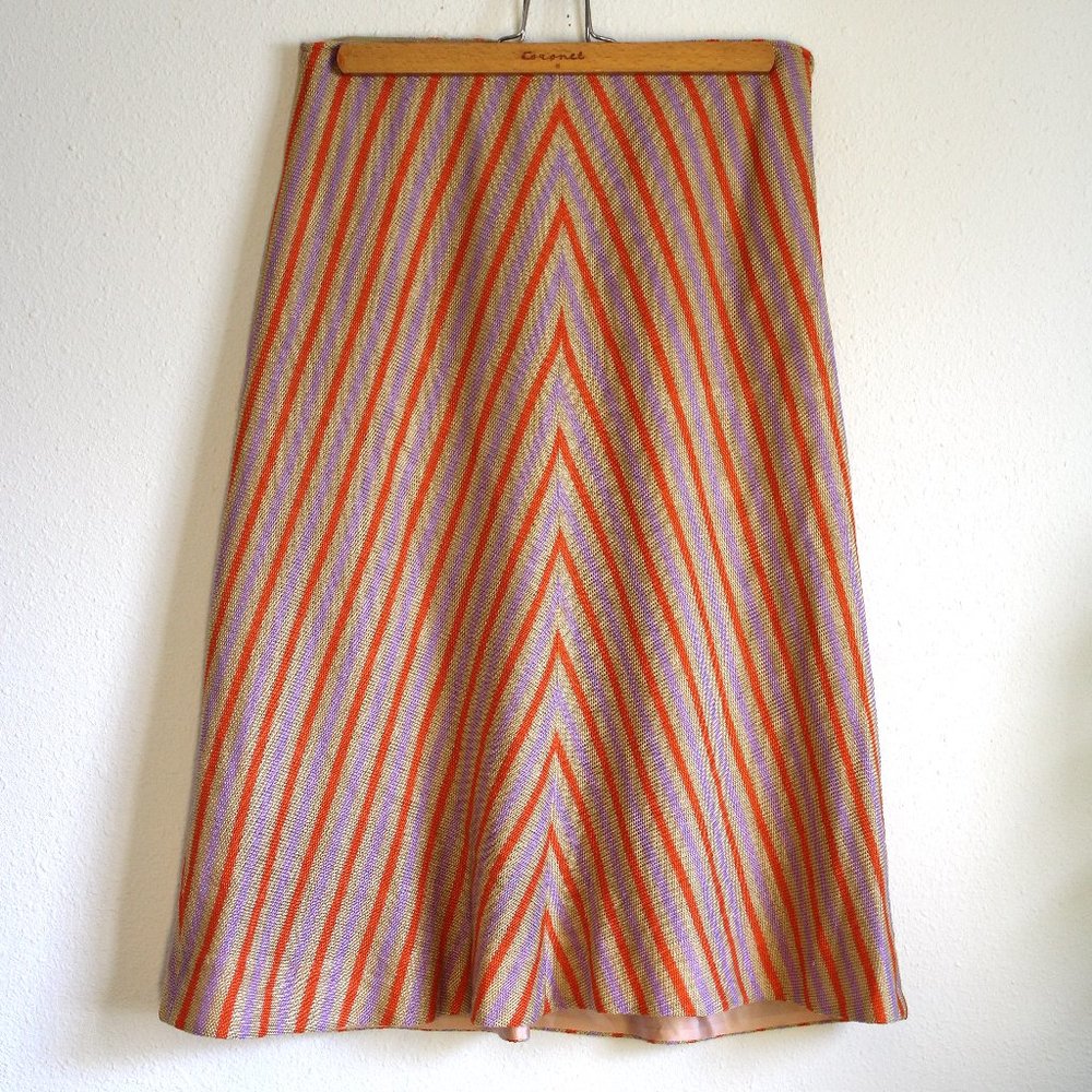 Vintage Crissa Linea Italiana Knit 70s Chevron Stripe A-Frame Skirt